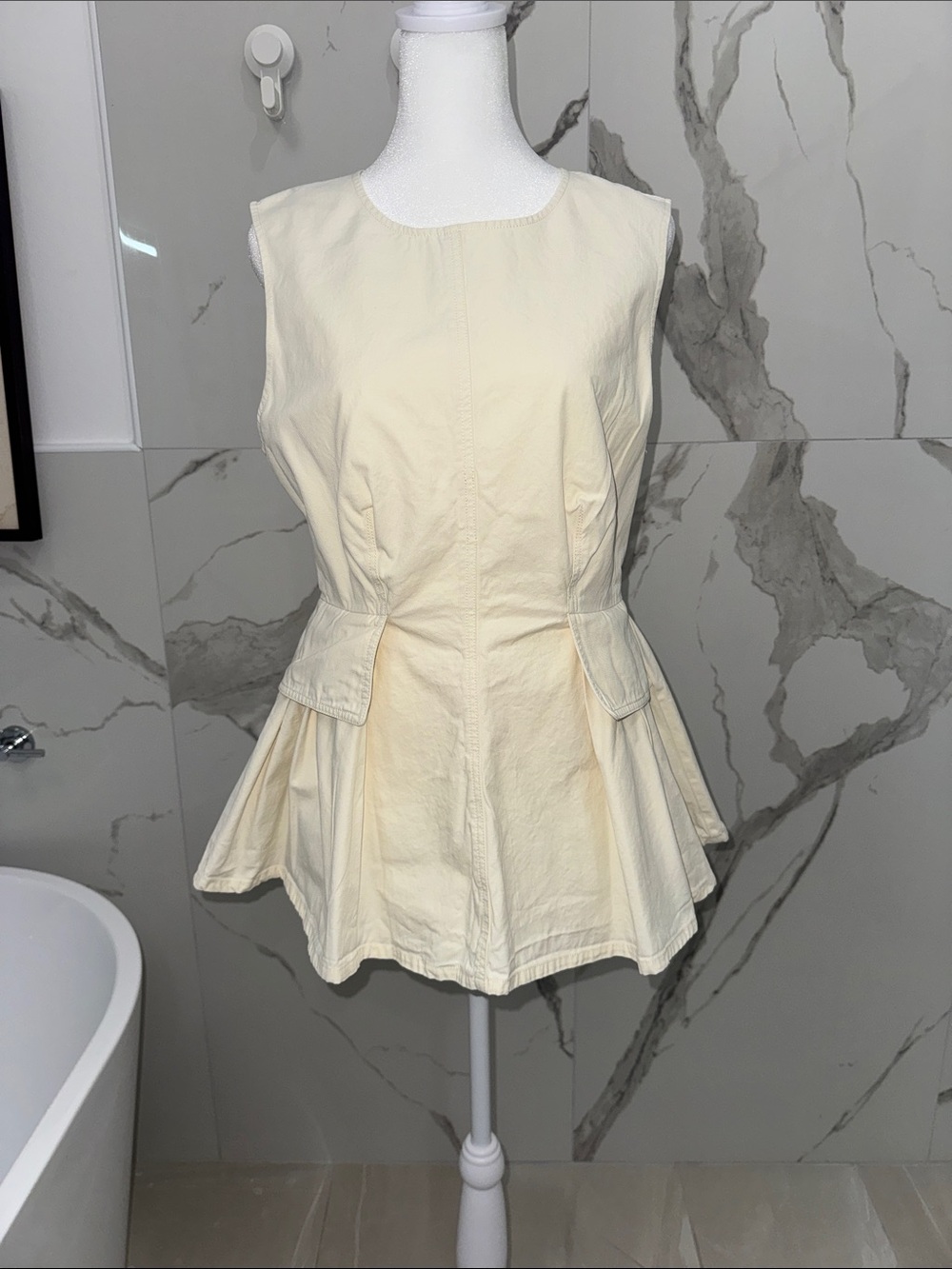 Anthropologie Mare Mare Sleeveless Top Cream Peplum Structured - Picture 3 of 12